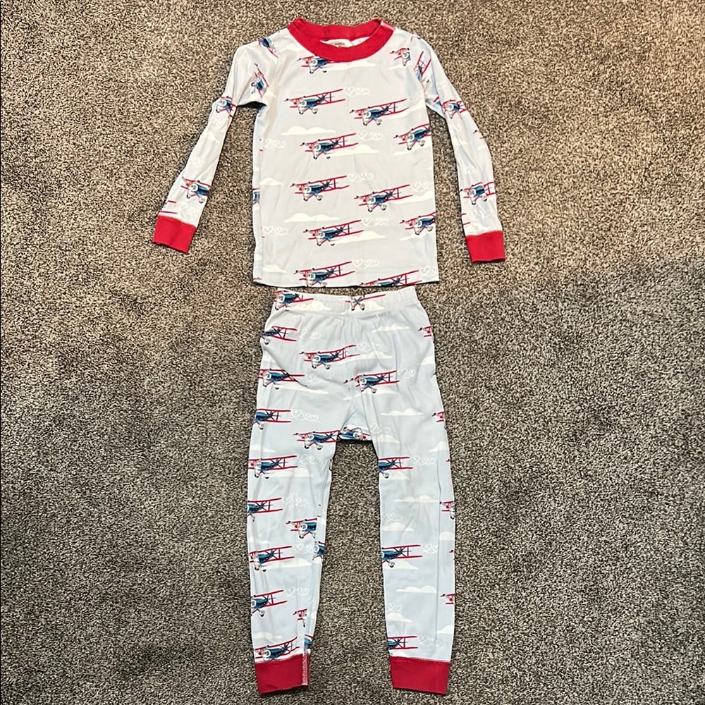 Hanna Andersson kids size 4 (100 cm) Blue/Red Airplane Pajamas